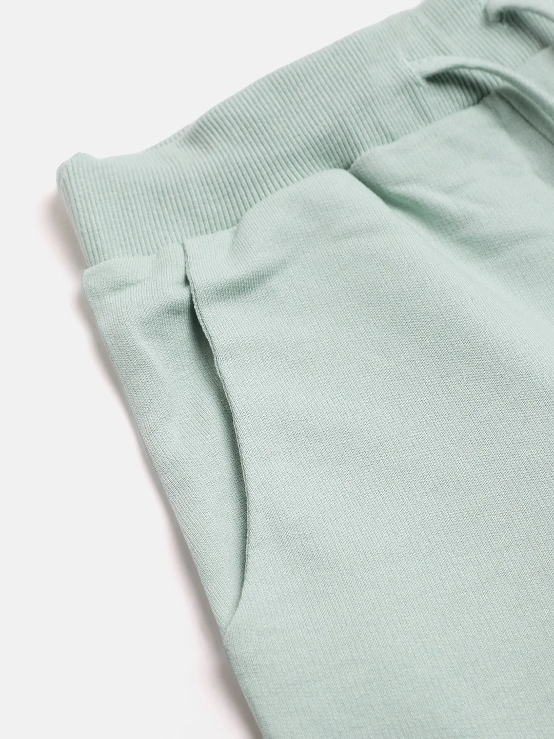 Girls Sea Green Terry Basic Drawstring Joggers