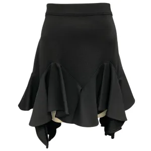 Givenchy Black Milano Ruffle Detail Stretch Knit Mini Skirt