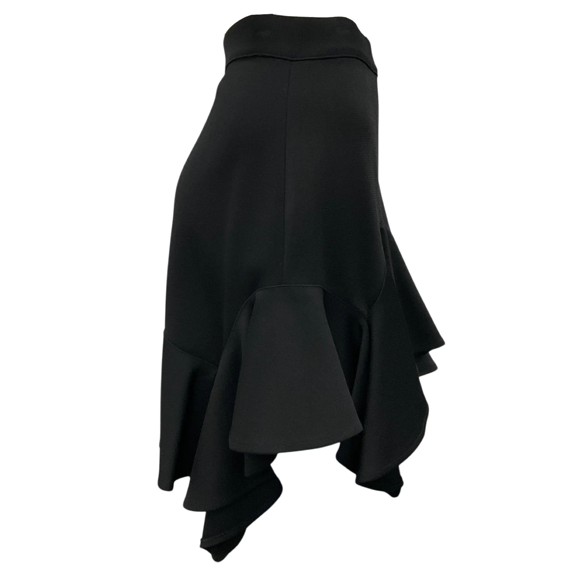 Givenchy Black Milano Ruffle Detail Stretch Knit Mini Skirt