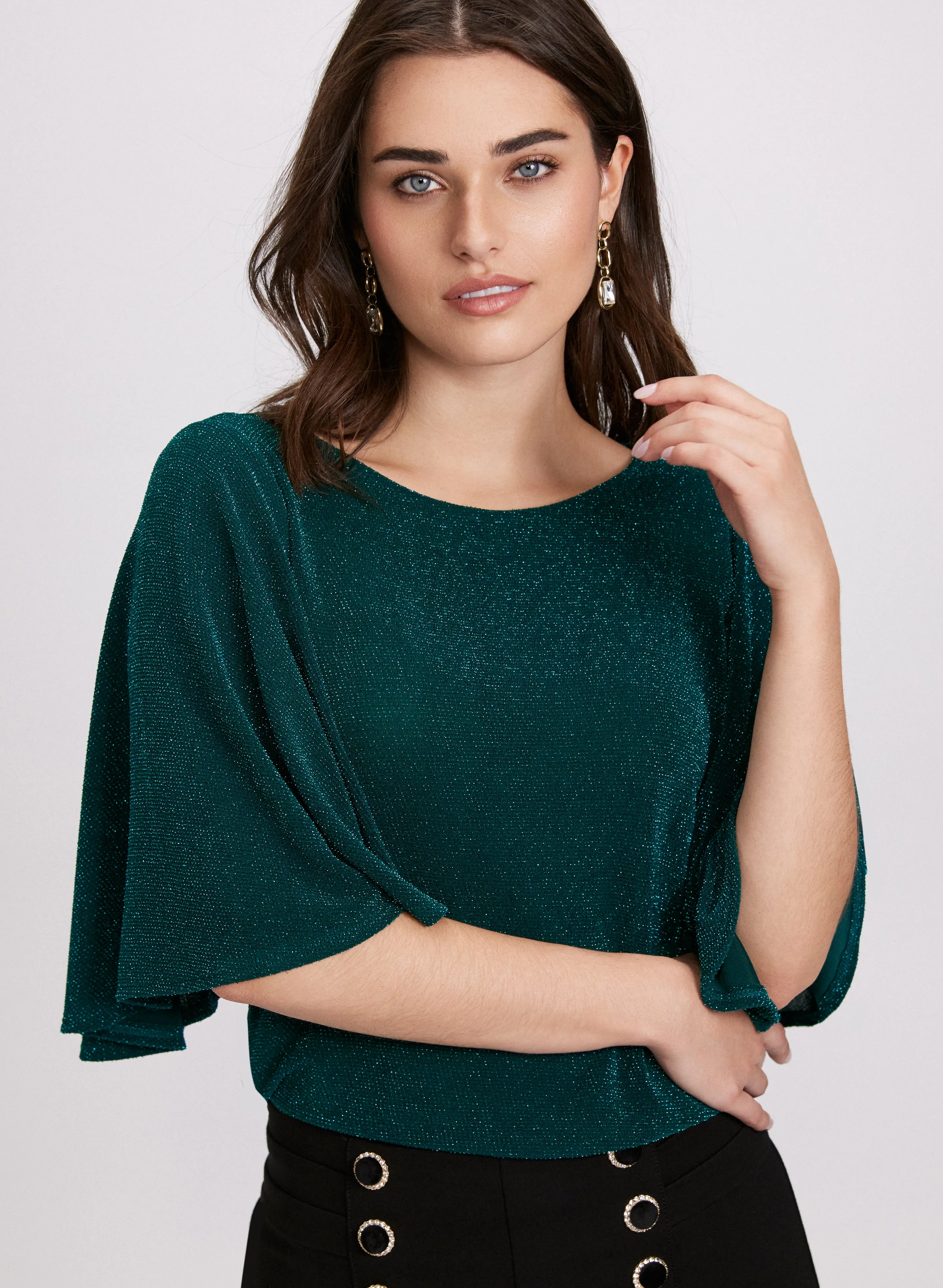 Glitter Elbow Sleeve Top