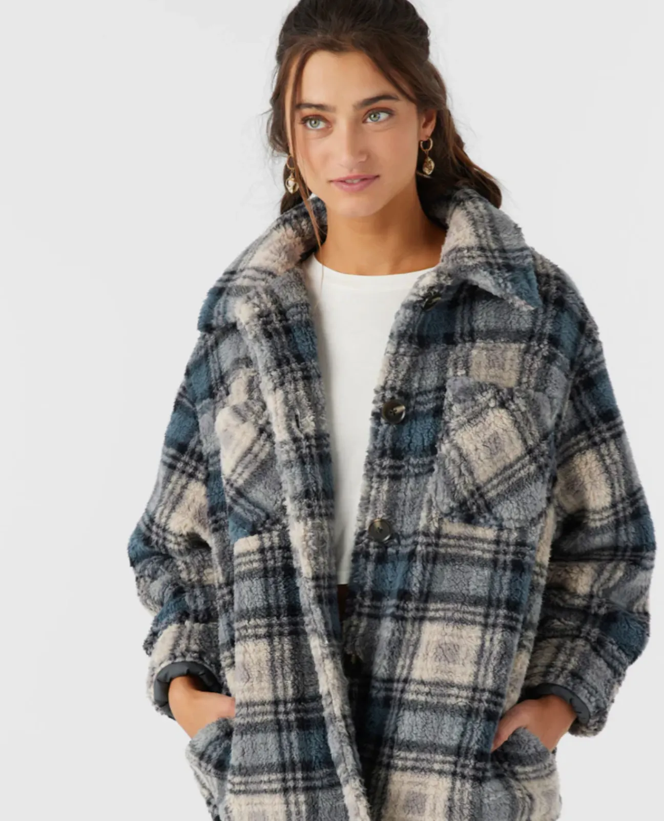 Heath Plaid Fleece Jacket - Slate