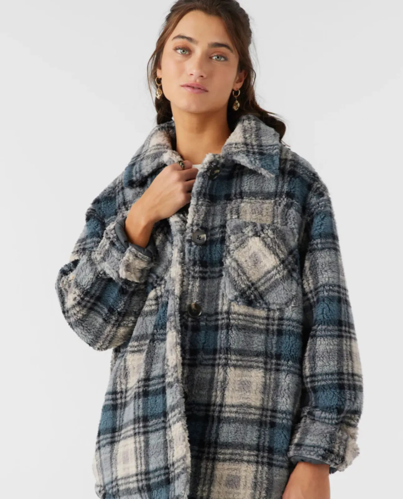 Heath Plaid Fleece Jacket - Slate