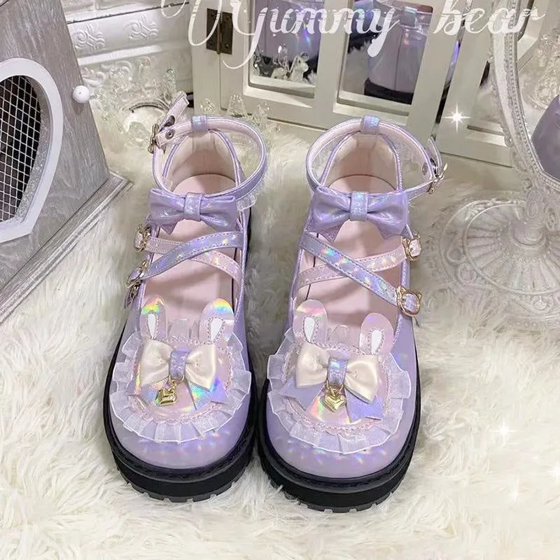 Holographic Bunny Lolita Flats