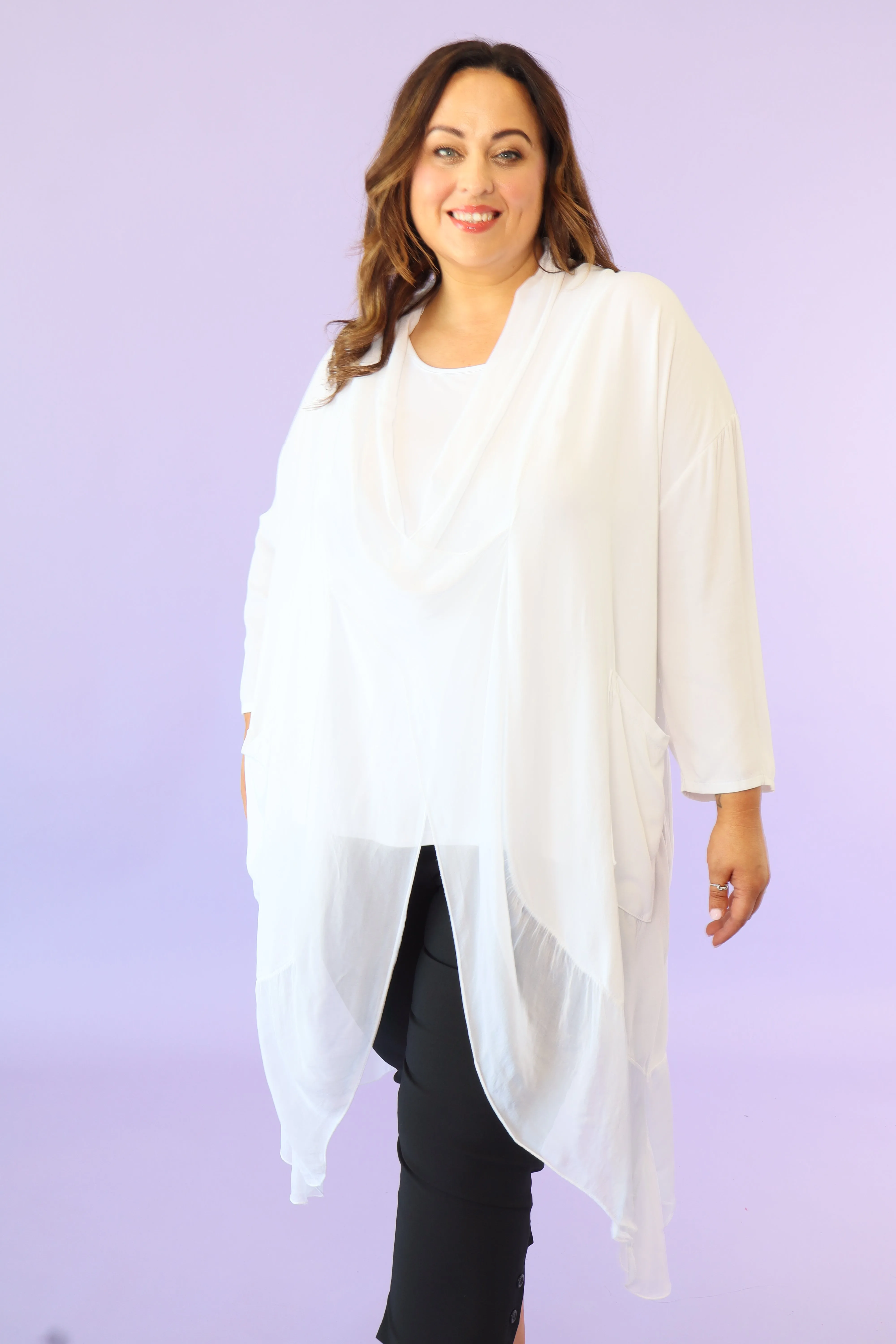 Jayla Draped Poncho in White