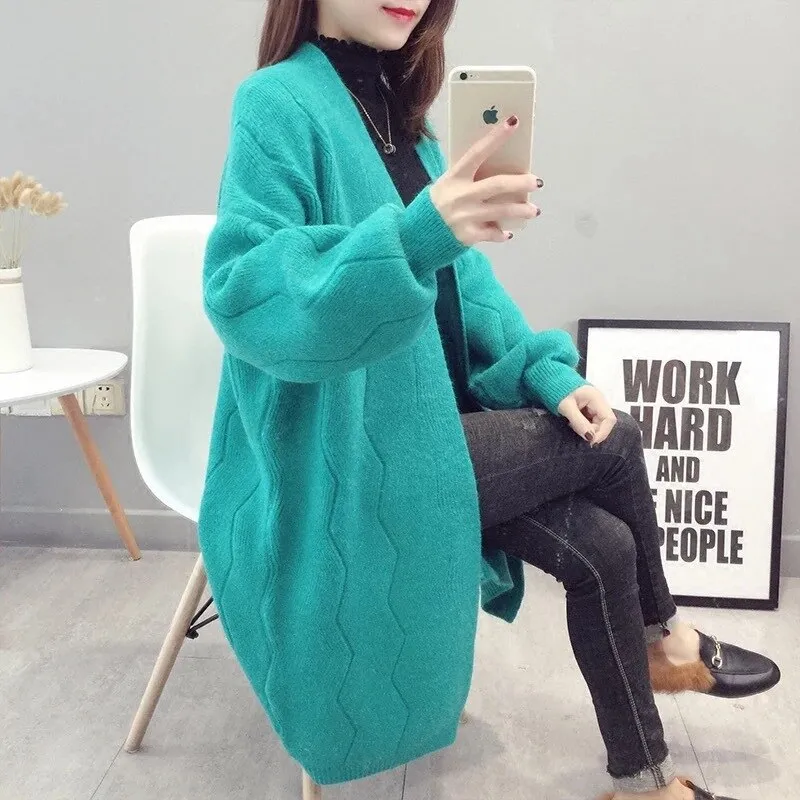 Joskaa Christmas Gift HSA Women Long Cardigans for Autumn Winter Warm Oversized Cardigans Poncho Korean Knit Jacket sueter mujer invierno COat