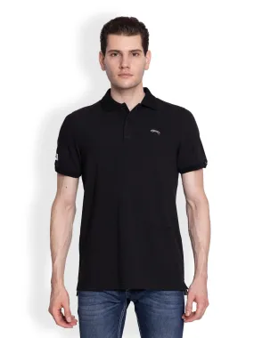 JUMP USA Men Solid  Black Polo Collar Cotton T-shirt