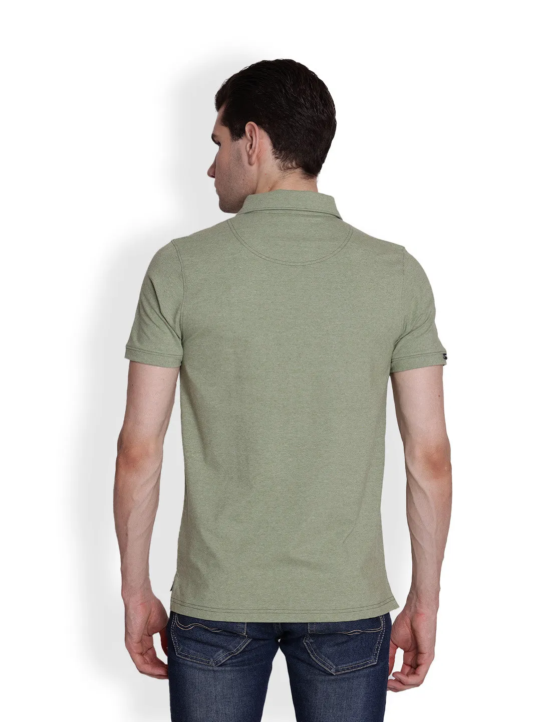 JUMP USA Men Solid mint green Polo Collar Cotton T-shirt