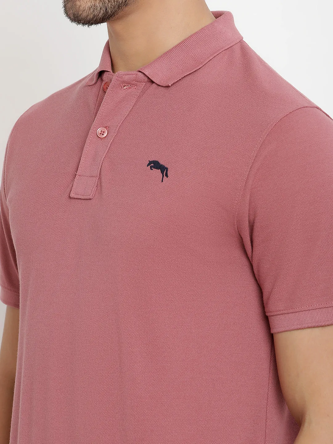 JUMP USA Men Solid Polo Collar Pure Cotton T-shirt