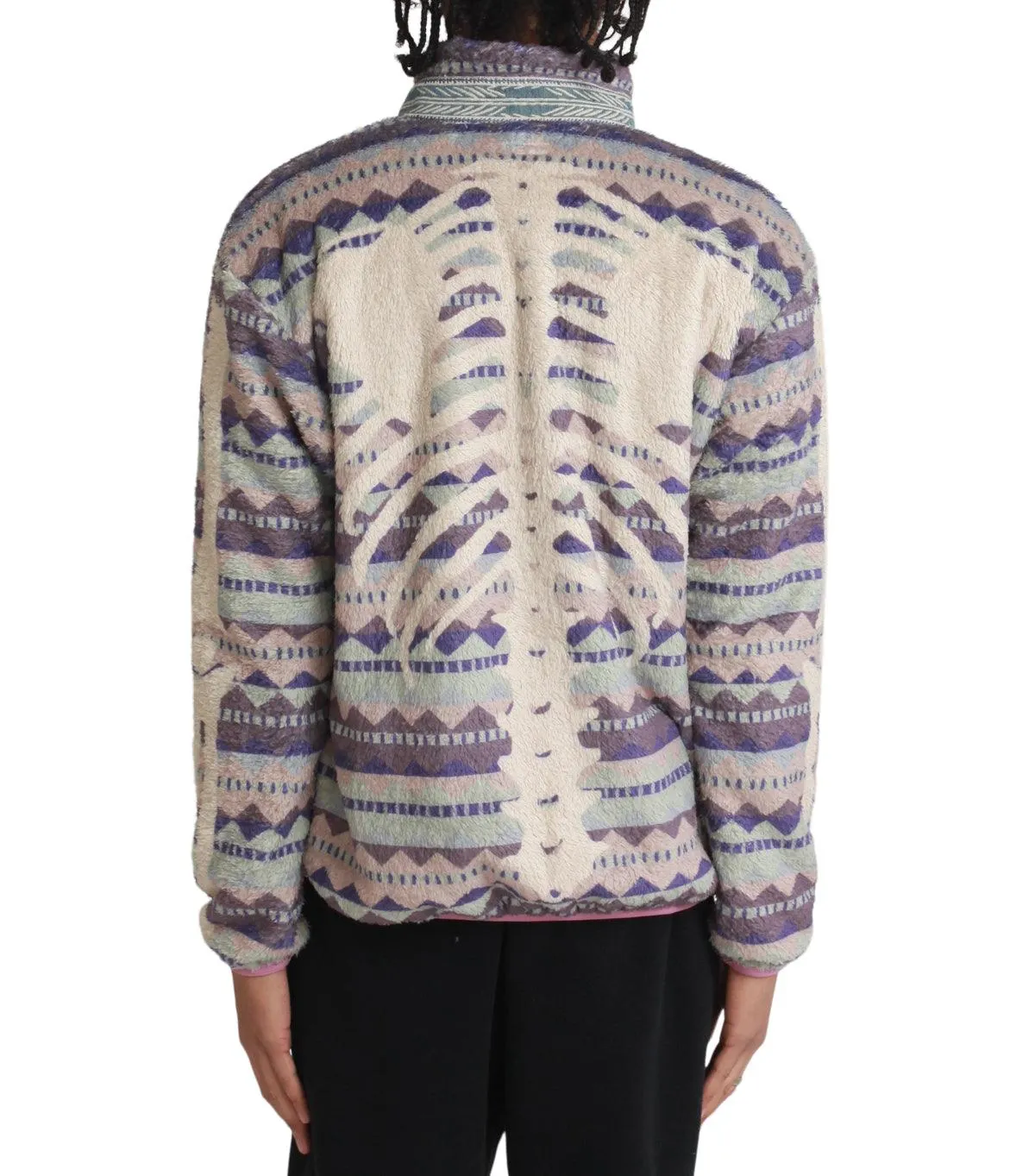 Kapital Ashland Stripe & Bone Fleece Zip Blouson Purple