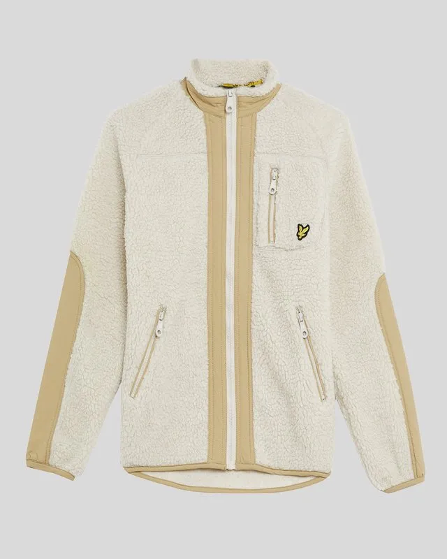 Kids Woven Trim Sherpa Fleece Jacket