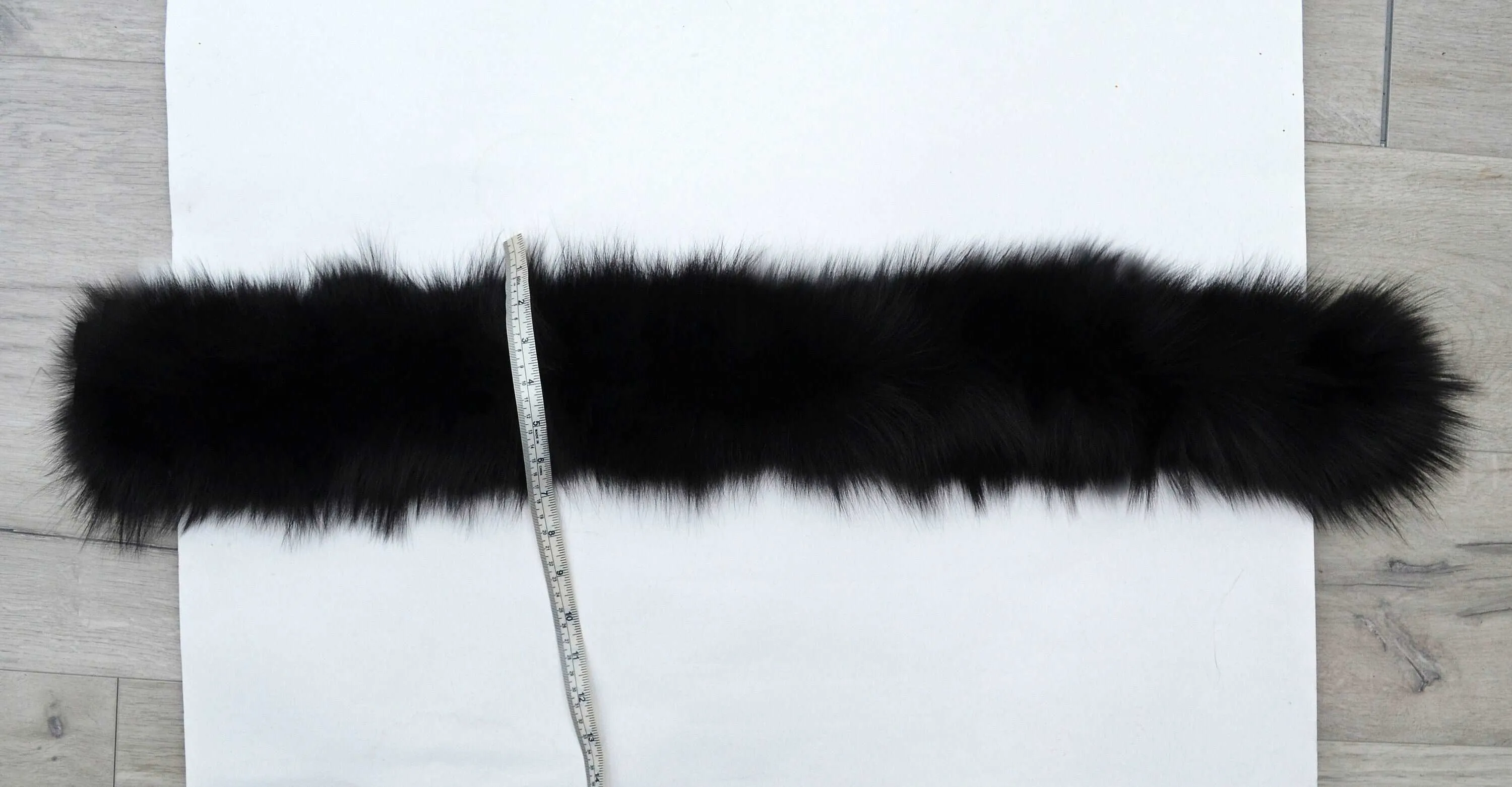 Large Black Fox Fur Trim, Collar for Hood (PIECES), 80 cm