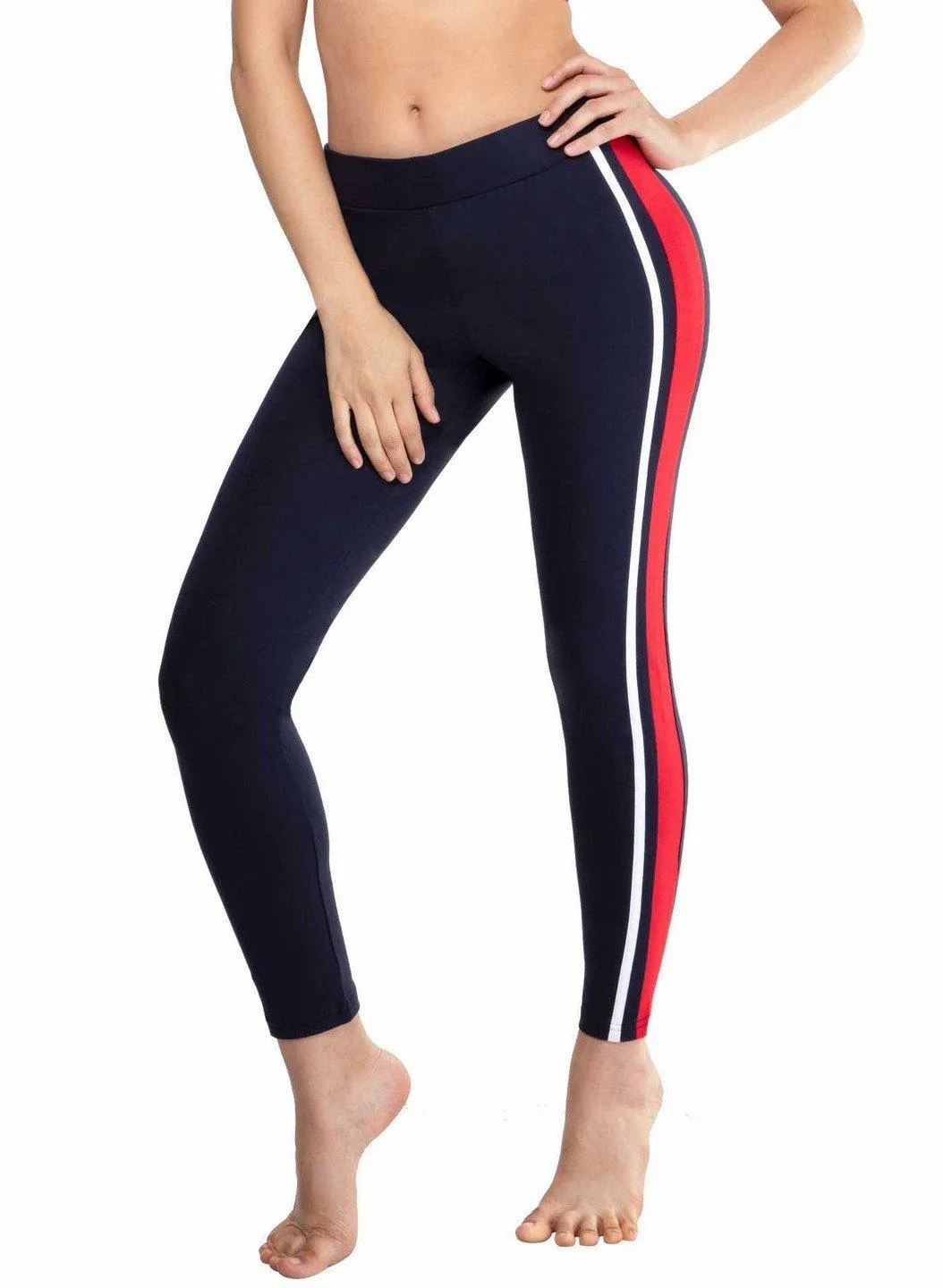 Lovable Blue Cotton Gym Wear Tights Yoga Pants With Pocket