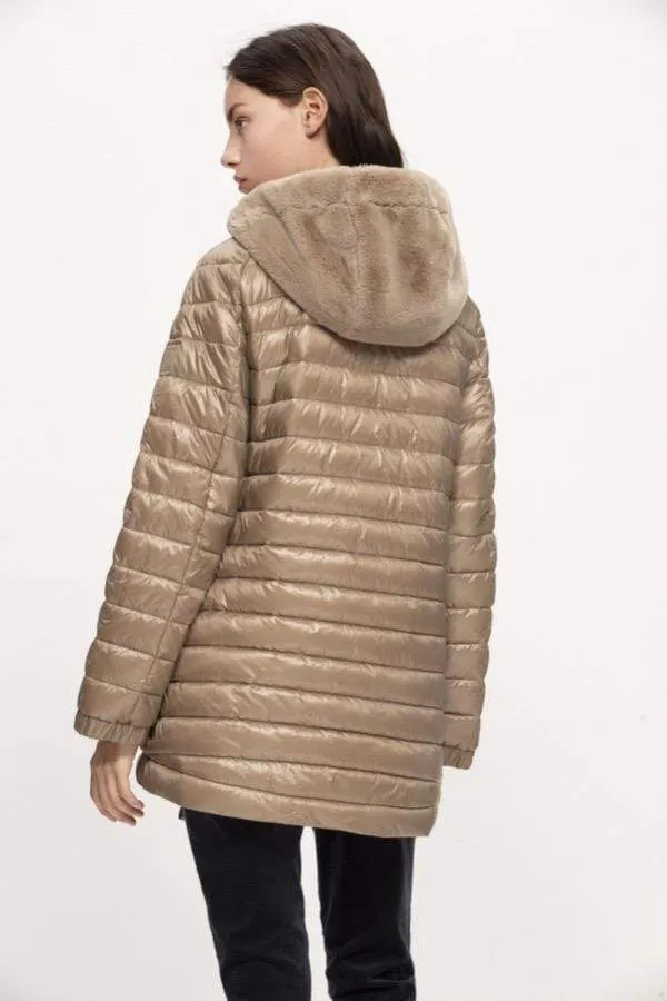 Luisa Cerano Lightweight Camel Parka With Faux Fur 428534/4086 757