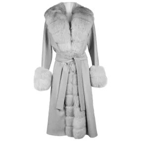 Made in Italy Elegant Wool Coat with Luxurious Fox Fur Trim