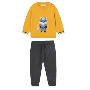 Mayoral Baby & Toddler Boys MUSTARD Raccoon Sweater & Knit Jogger Set