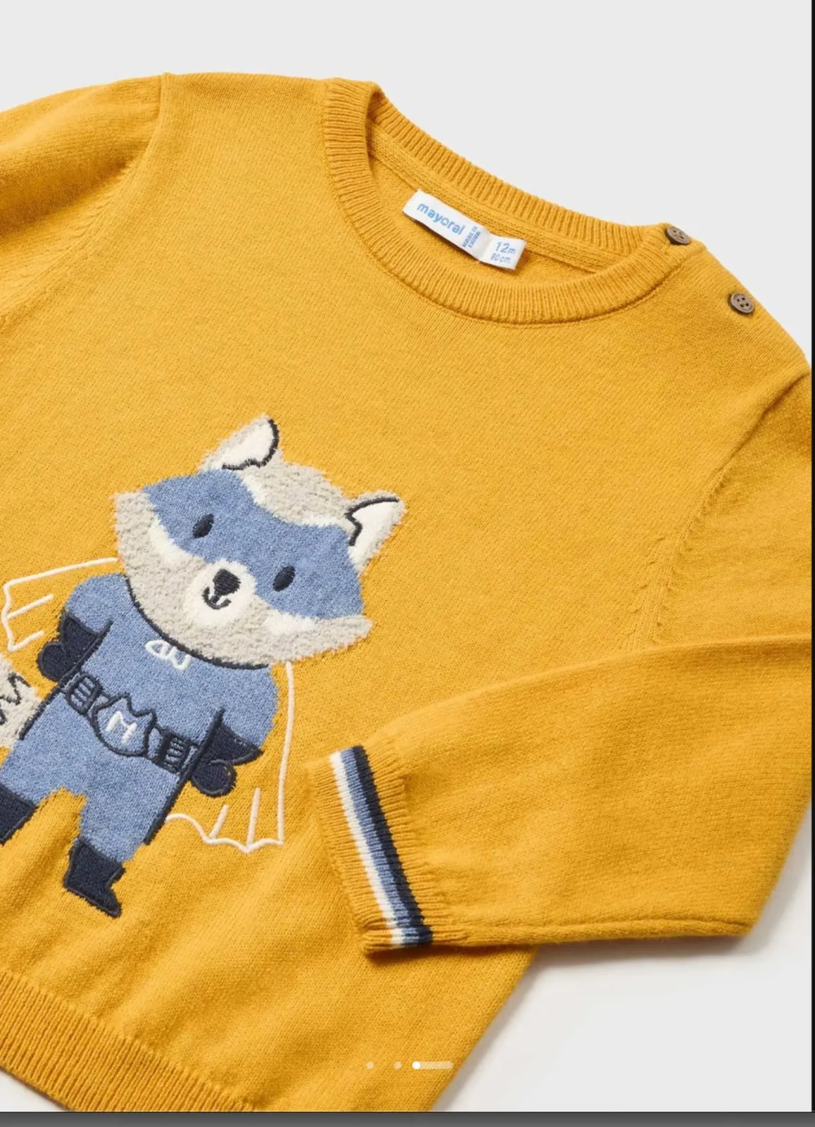 Mayoral Baby & Toddler Boys MUSTARD Raccoon Sweater & Knit Jogger Set