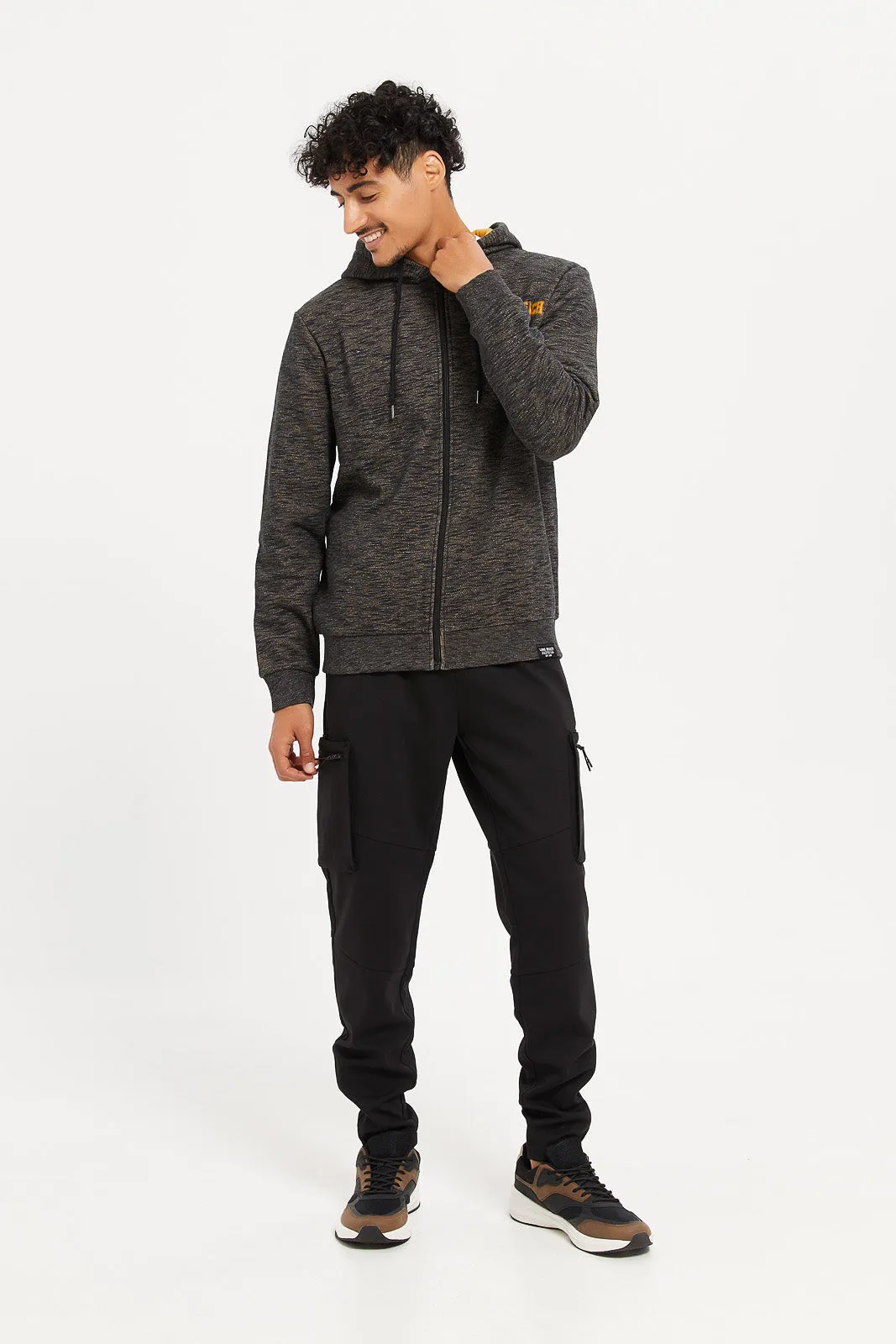 Men Black Jogger Pants With Cargo Pockets