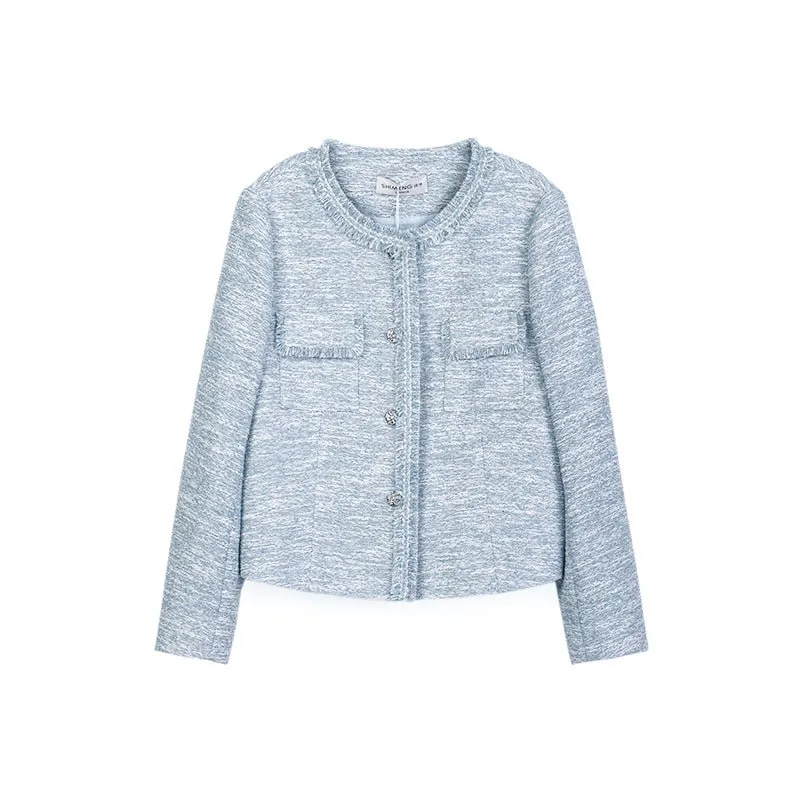 Mist Blue Short Tweed Coat