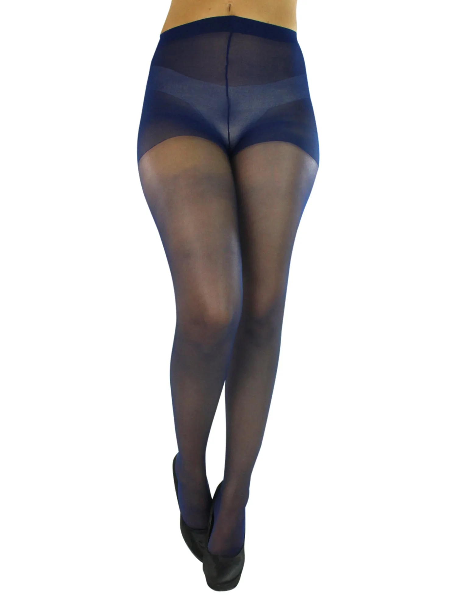 Navy Blue Spandex Sheer Control Top Hosiery Tights