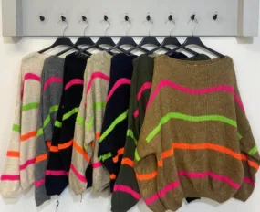 Neon Stripe Jumper - Black