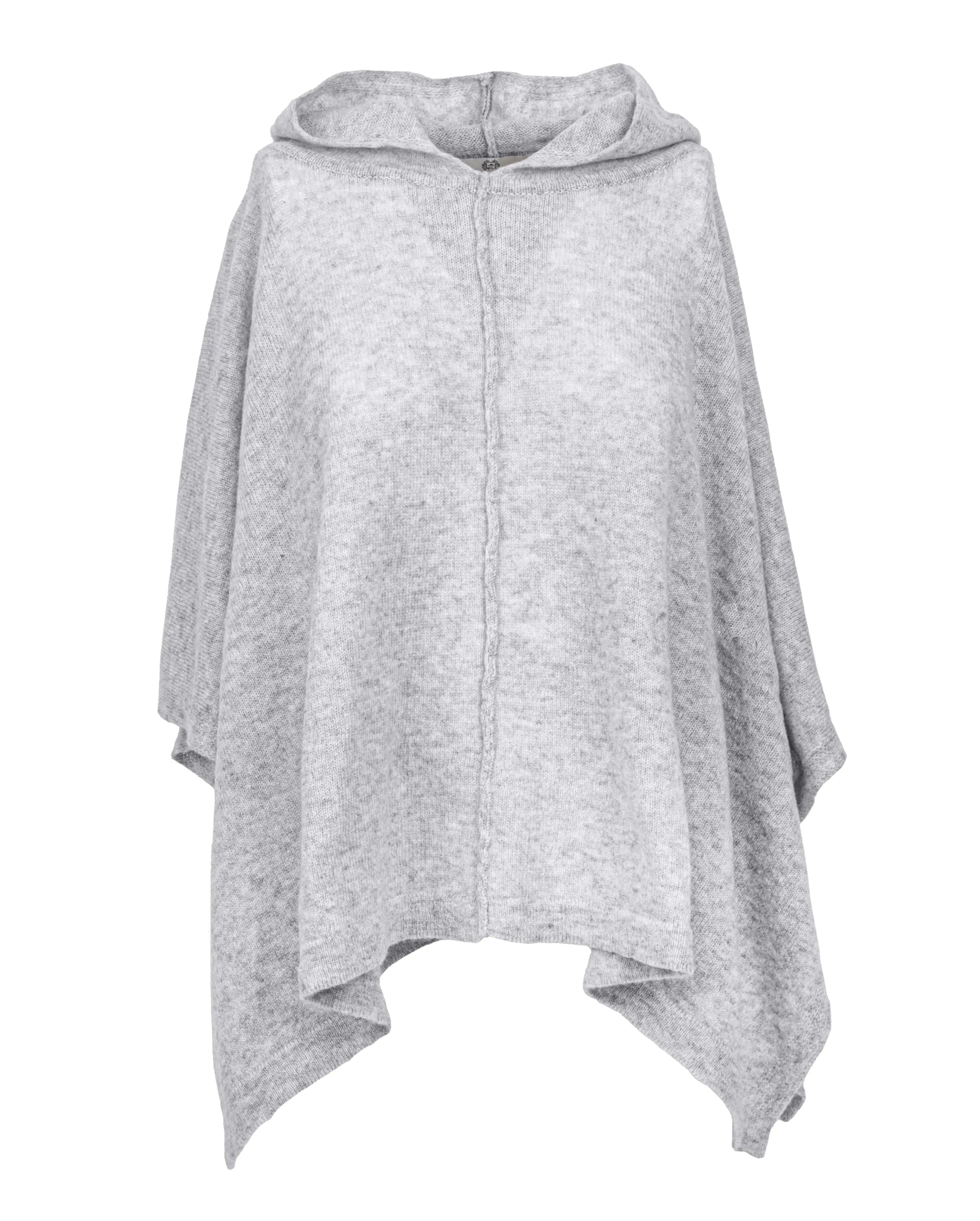 NEW FALL 24 - Cashmere Button Hoodie Poncho Light Gray