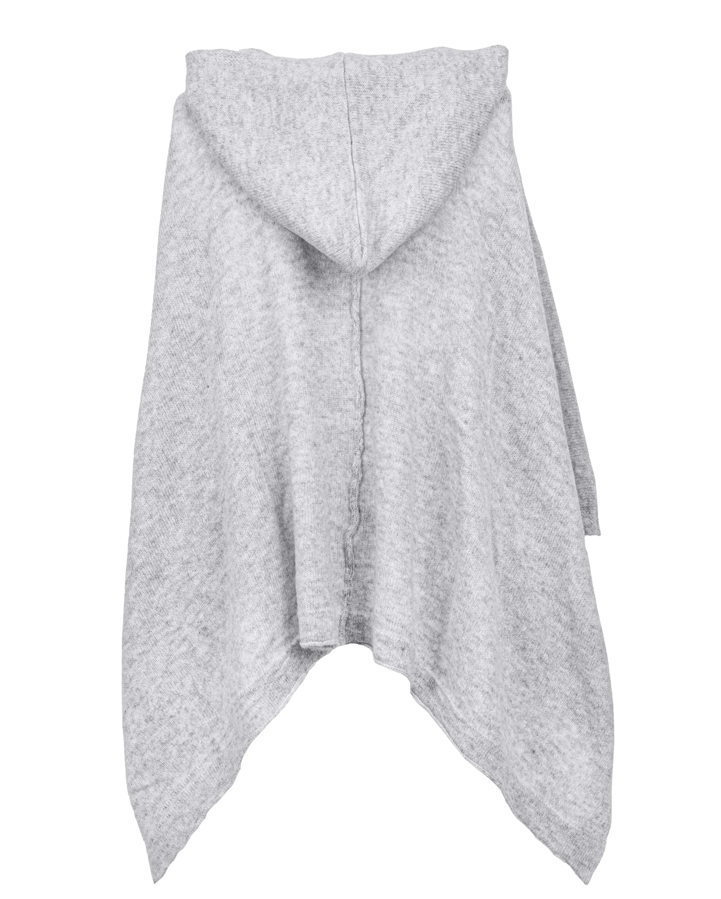 NEW FALL 24 - Cashmere Button Hoodie Poncho Light Gray