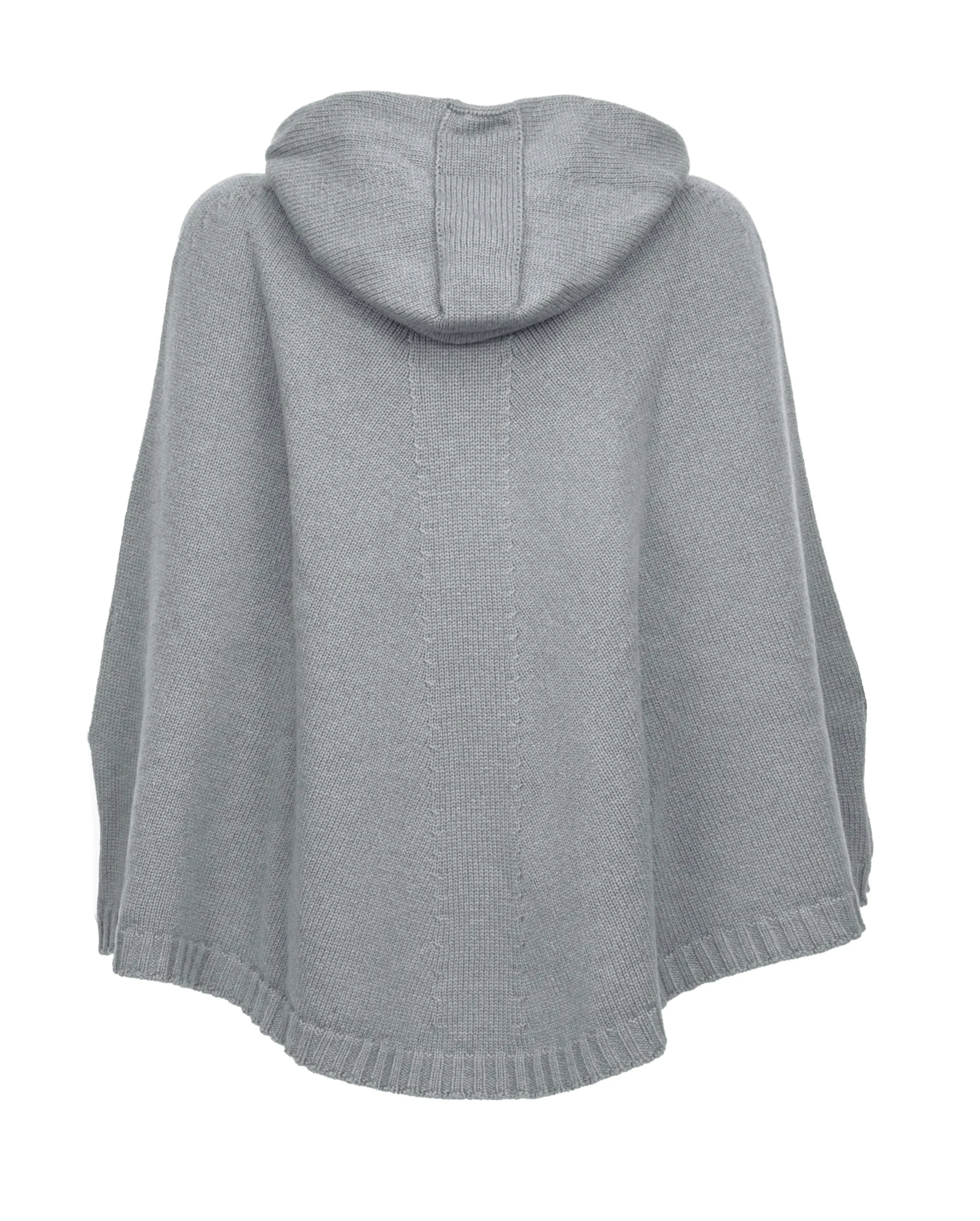 NEW FALL 24 - Pure Cashmere Hoodie Poncho Gray Melange