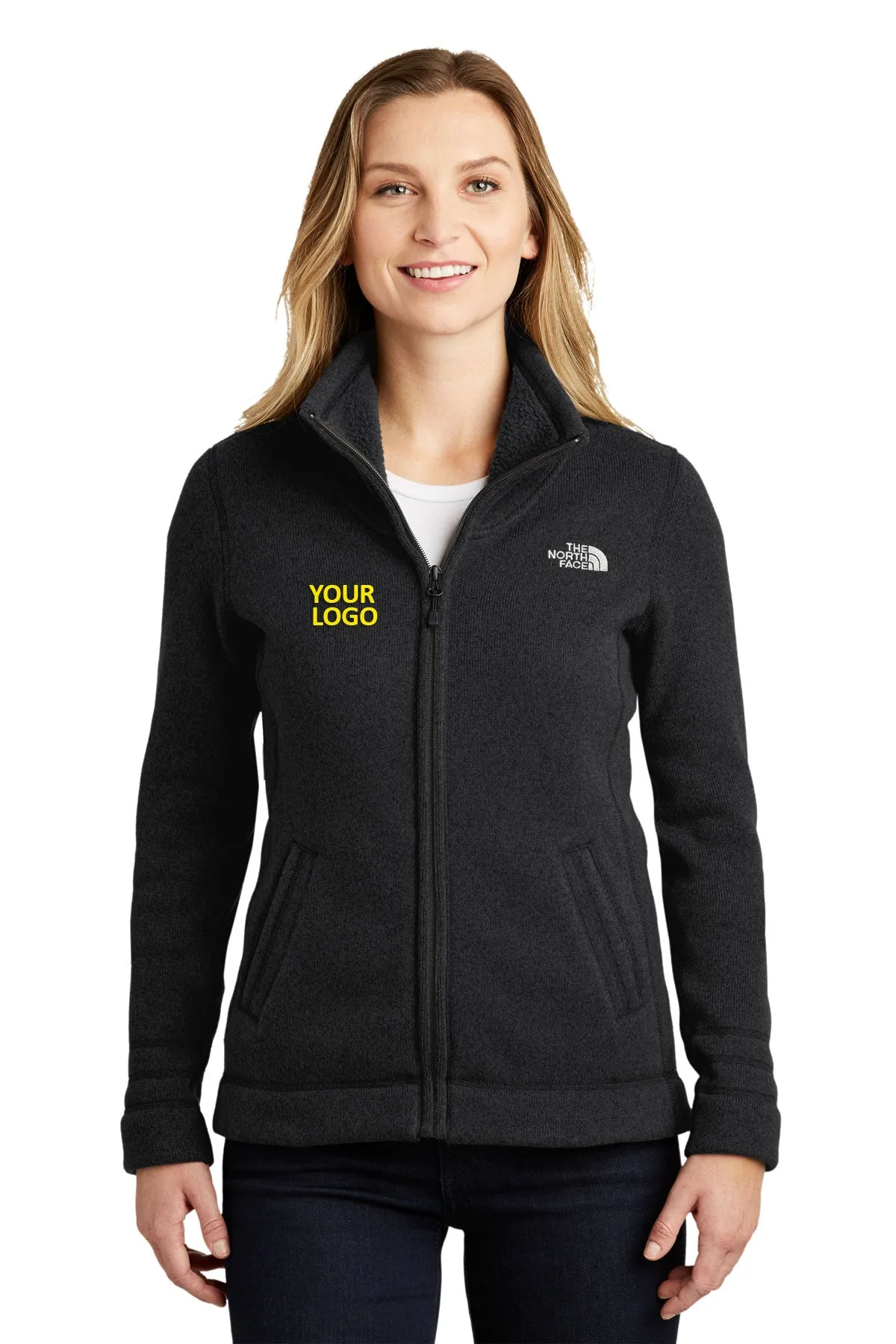 North Face Ladies Sweater Fleece Jacket TNF Black Heather