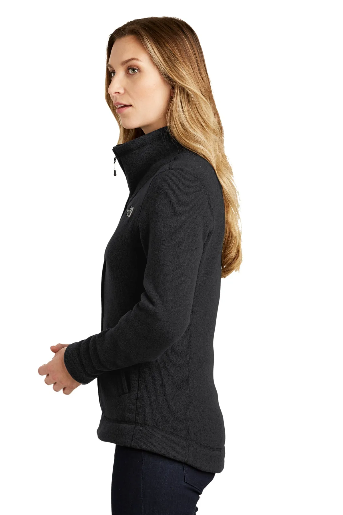 North Face Ladies Sweater Fleece Jacket TNF Black Heather