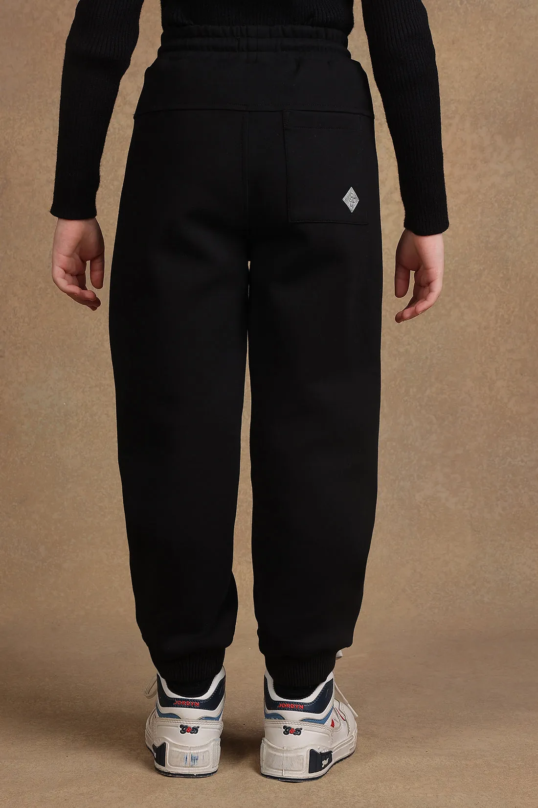 One Friday Kids Boys Black Solid Track pants