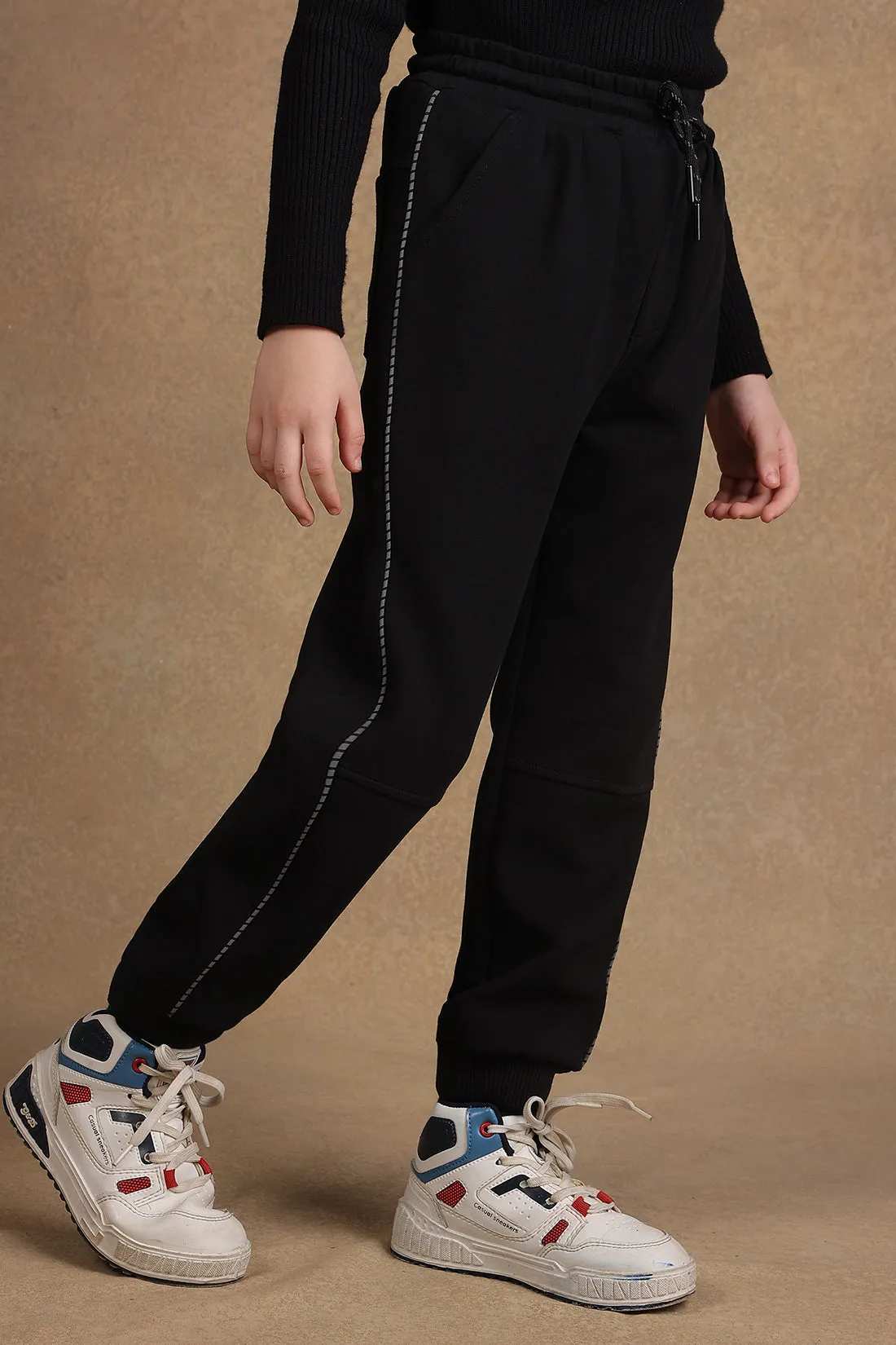 One Friday Kids Boys Black Solid Track pants