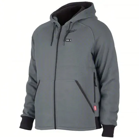 Open Box -  Milwaukee Tool Men's Large M12 12-Volt Lithium-Ion Cordless Gray Heated Jacket Hoodie Kit w/ (1) 3.0 Ah Battery