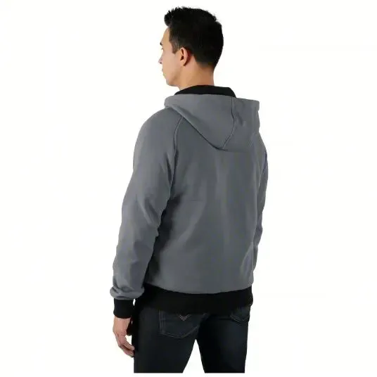 Open Box -  Milwaukee Tool Men's Large M12 12-Volt Lithium-Ion Cordless Gray Heated Jacket Hoodie Kit w/ (1) 3.0 Ah Battery