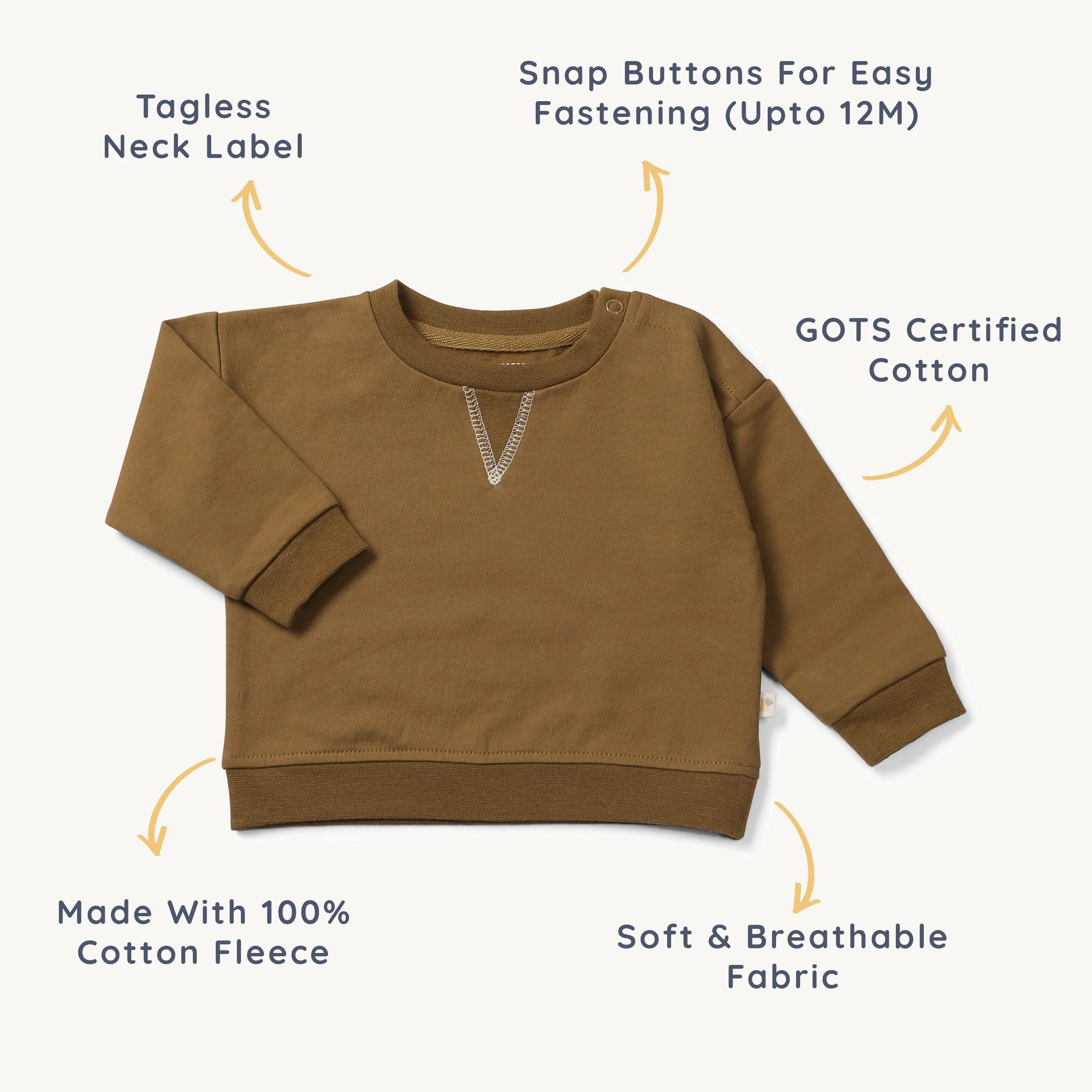 Organic Kids Sweatshirt - Walnut Solid