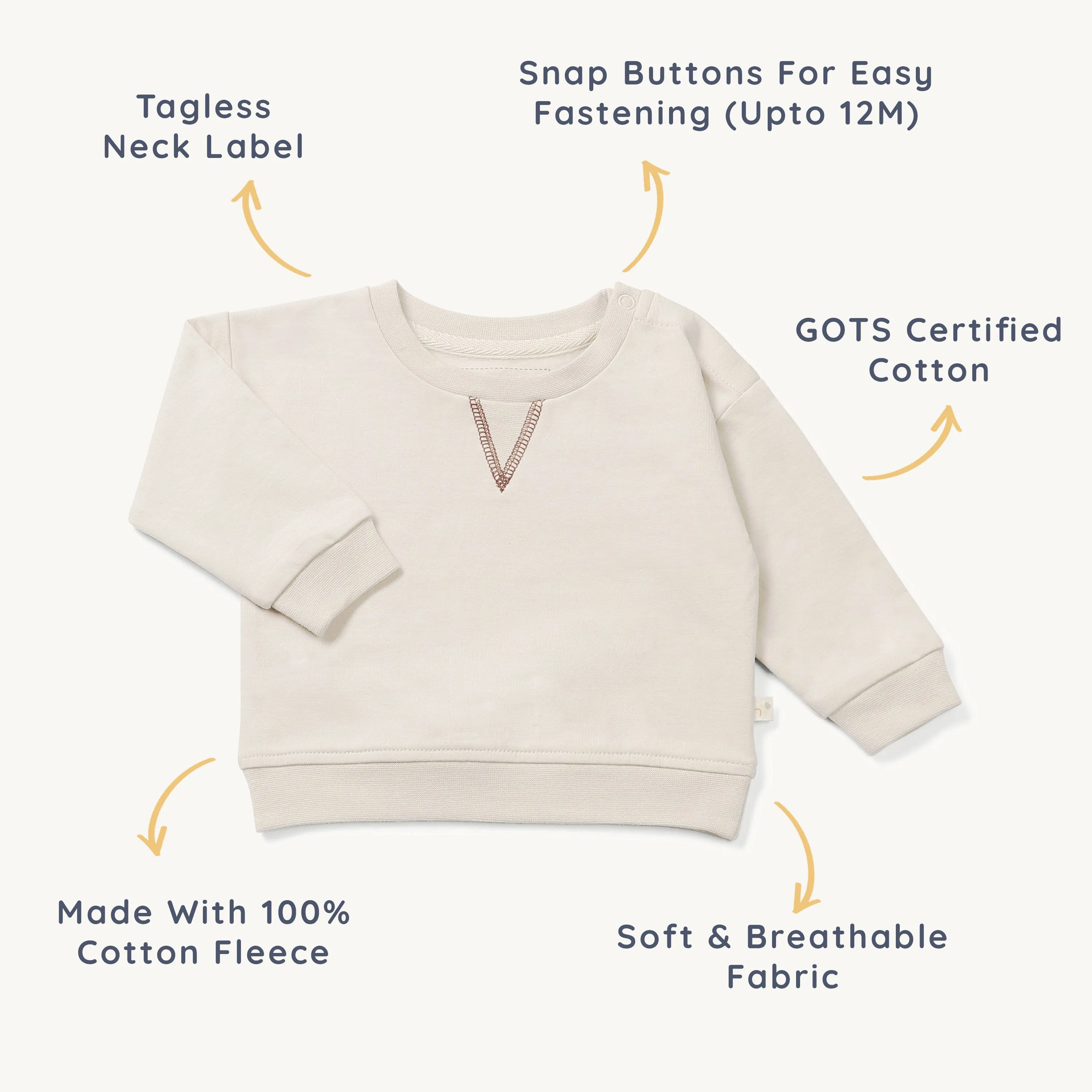 Organic Sweatshirt - Almond Solid