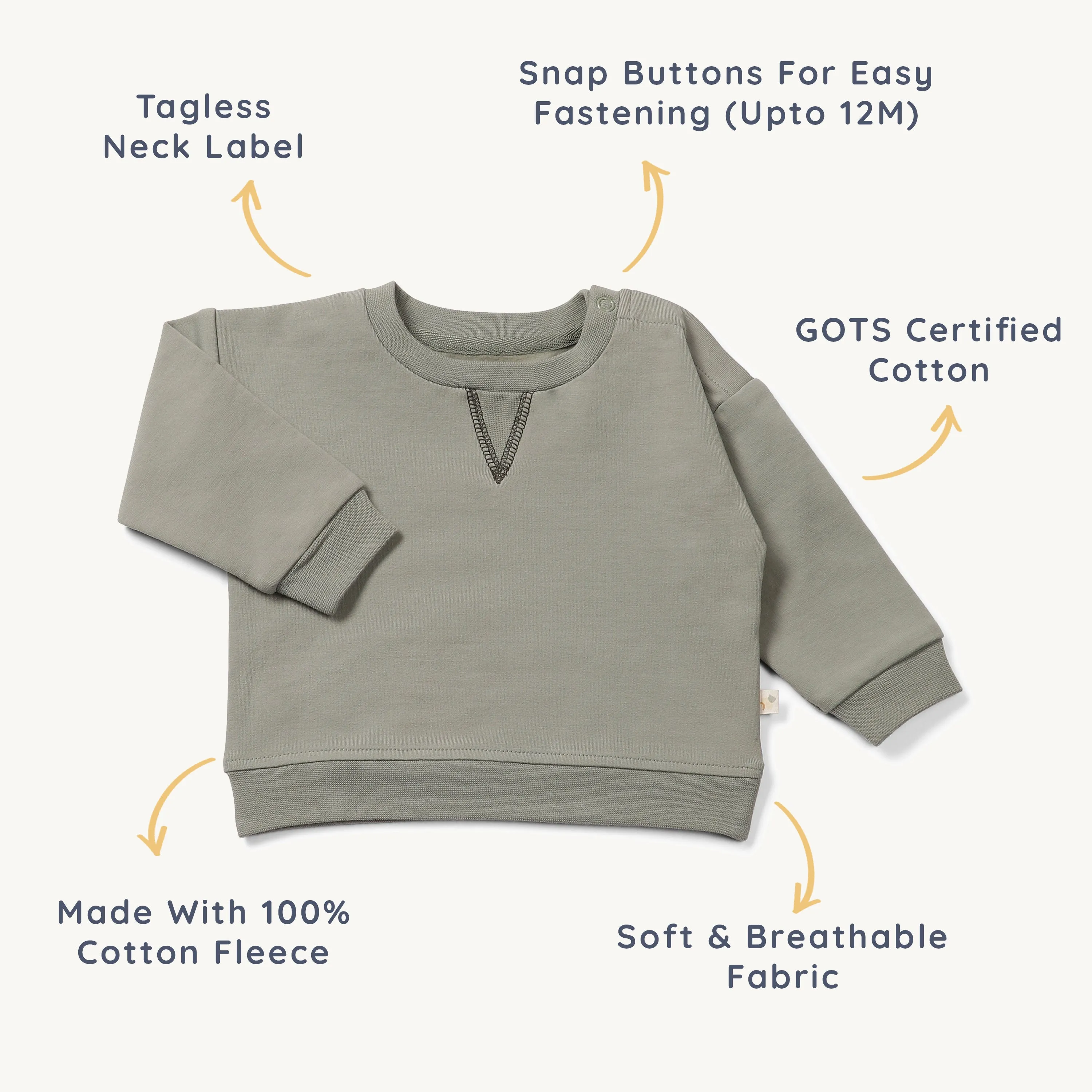 Organic Sweatshirt - Thyme Solid