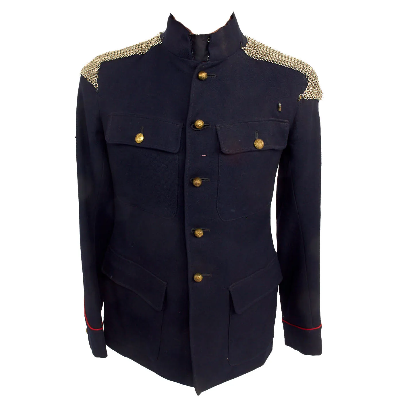 Original British WWII Era Royal Army Ordnance Corps No. I Dress Blue Jacket Featuring Chainmail epaulets