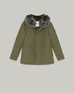 Parka iconique en coton technique avec fourrure de renard et lapin