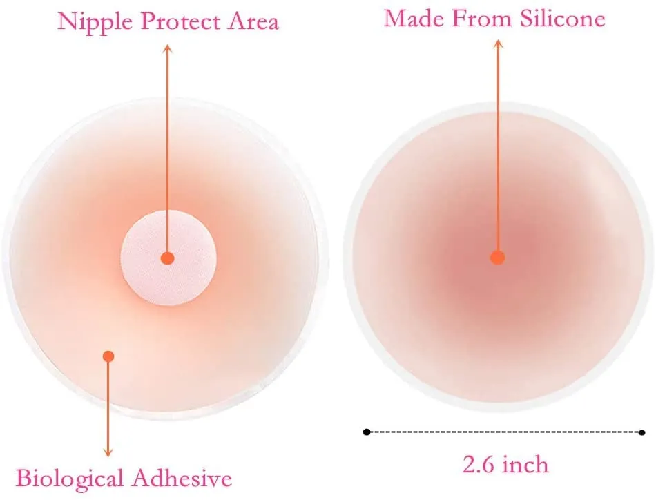 Pasties Silicone - Women's Reusable Nipple Cover - Silicone Nipple Cover Bra Pad - Adhesive Reusable Nipple Pads - Thin Silicone Nipple Cover Pasties. || Free-Size || (2 Piece ROUND SHAPE)