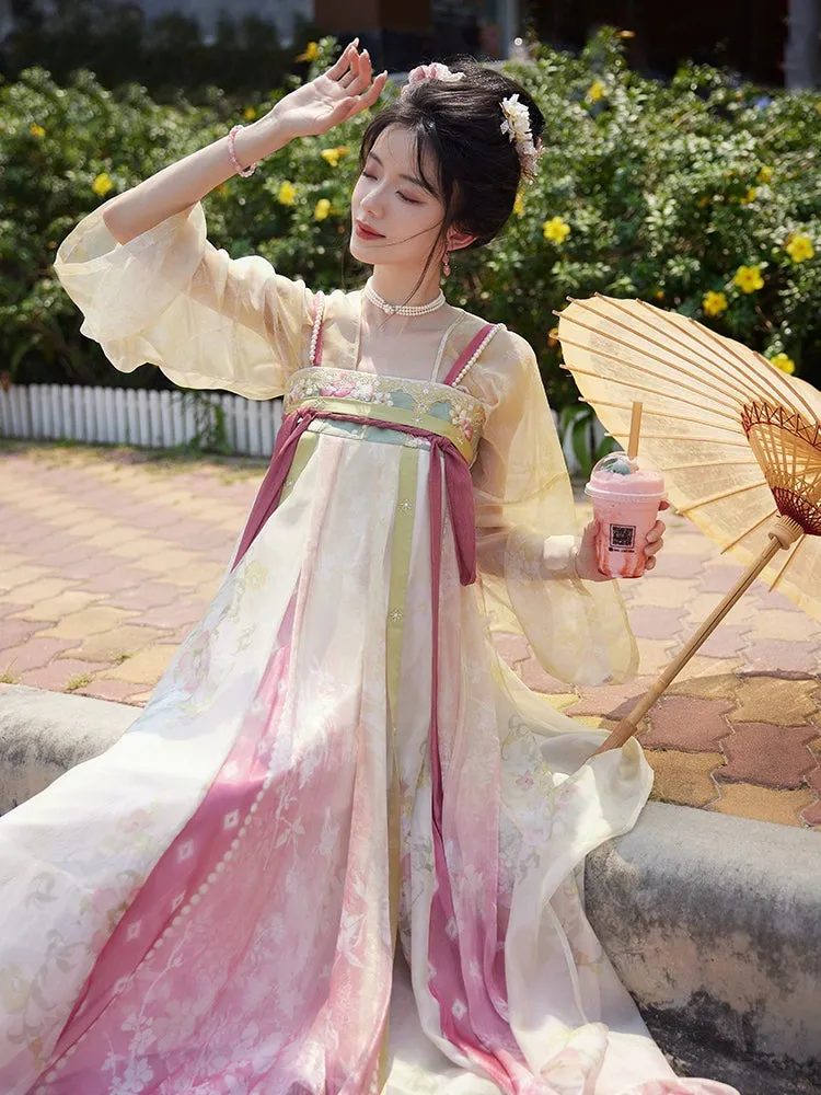 Peiyu Chunfeng 佩玉春风 Jade Breeze Modernized Tang Dynasty Qixiong Ruqun Dress Set