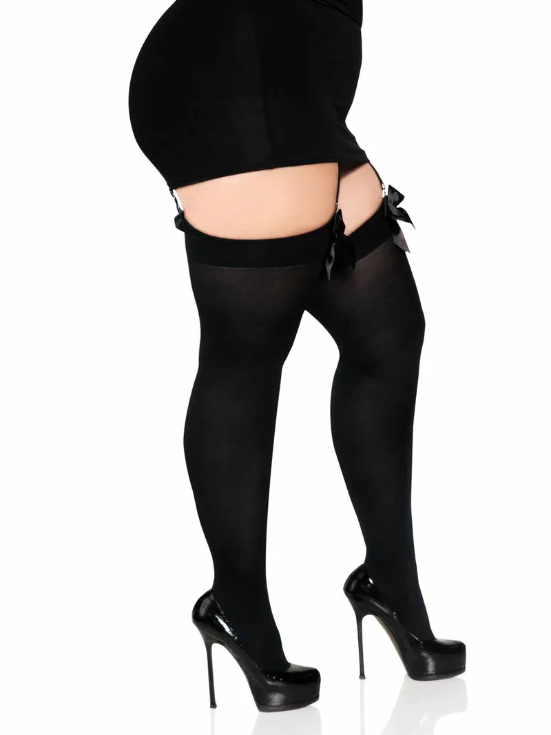 Plus Size Kay Satin Bow Thigh Highs