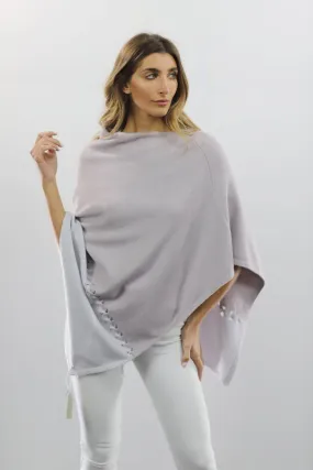 Poncho with Two Tone Detail - Light Grey