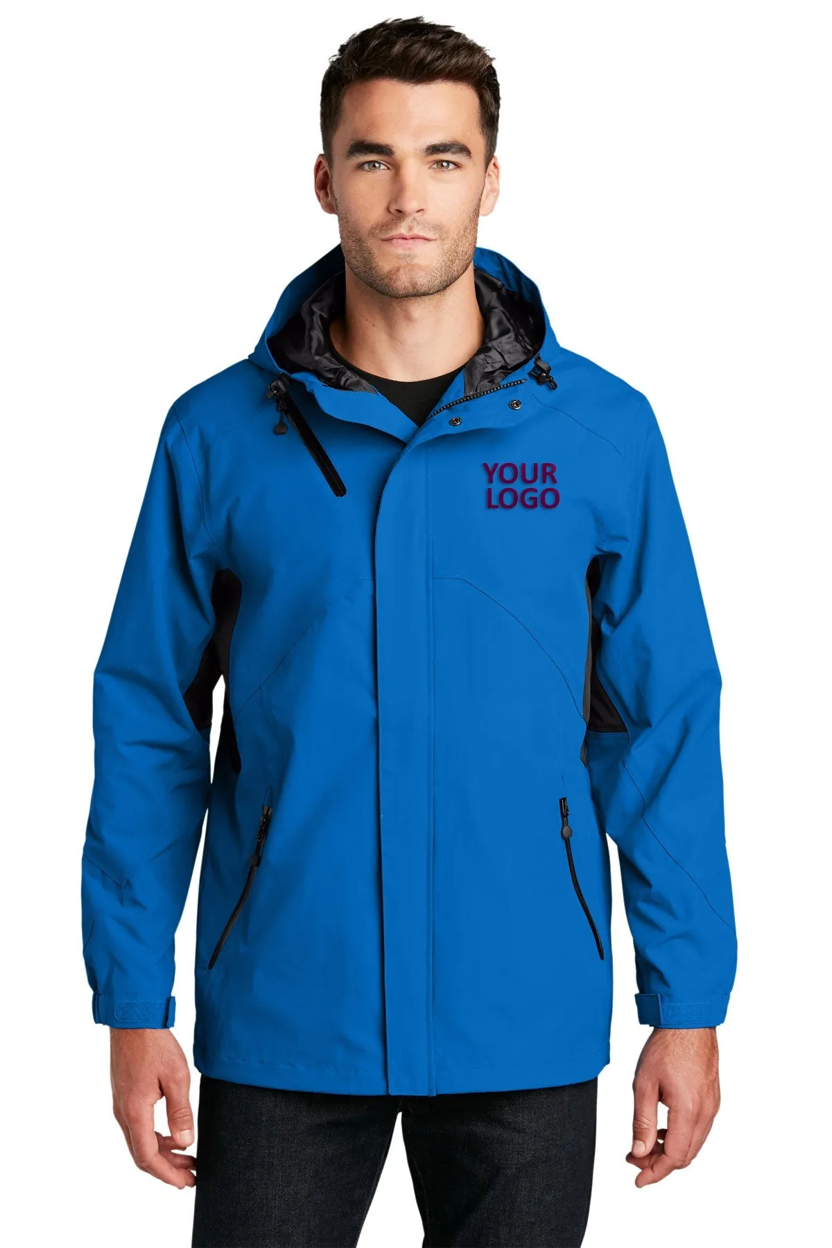 Port Authority Cascade Customized Waterproof Jackets, Imperial Blue/ Black