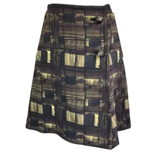 Prada Olive Green / Brown Printed Wool Skirt