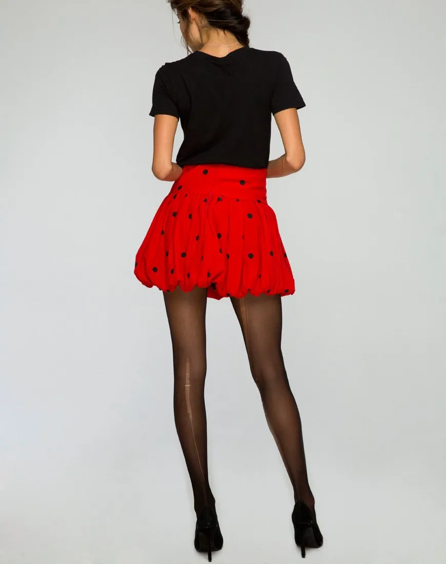 Puff Ball Skirt in Polkadot Red and Black