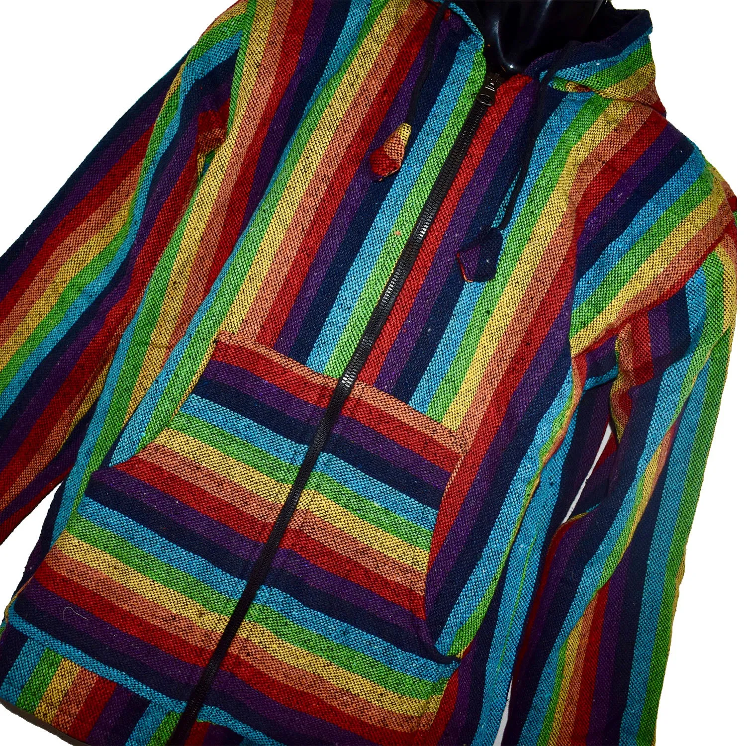 Rainbow Fleeced Zip Poncho