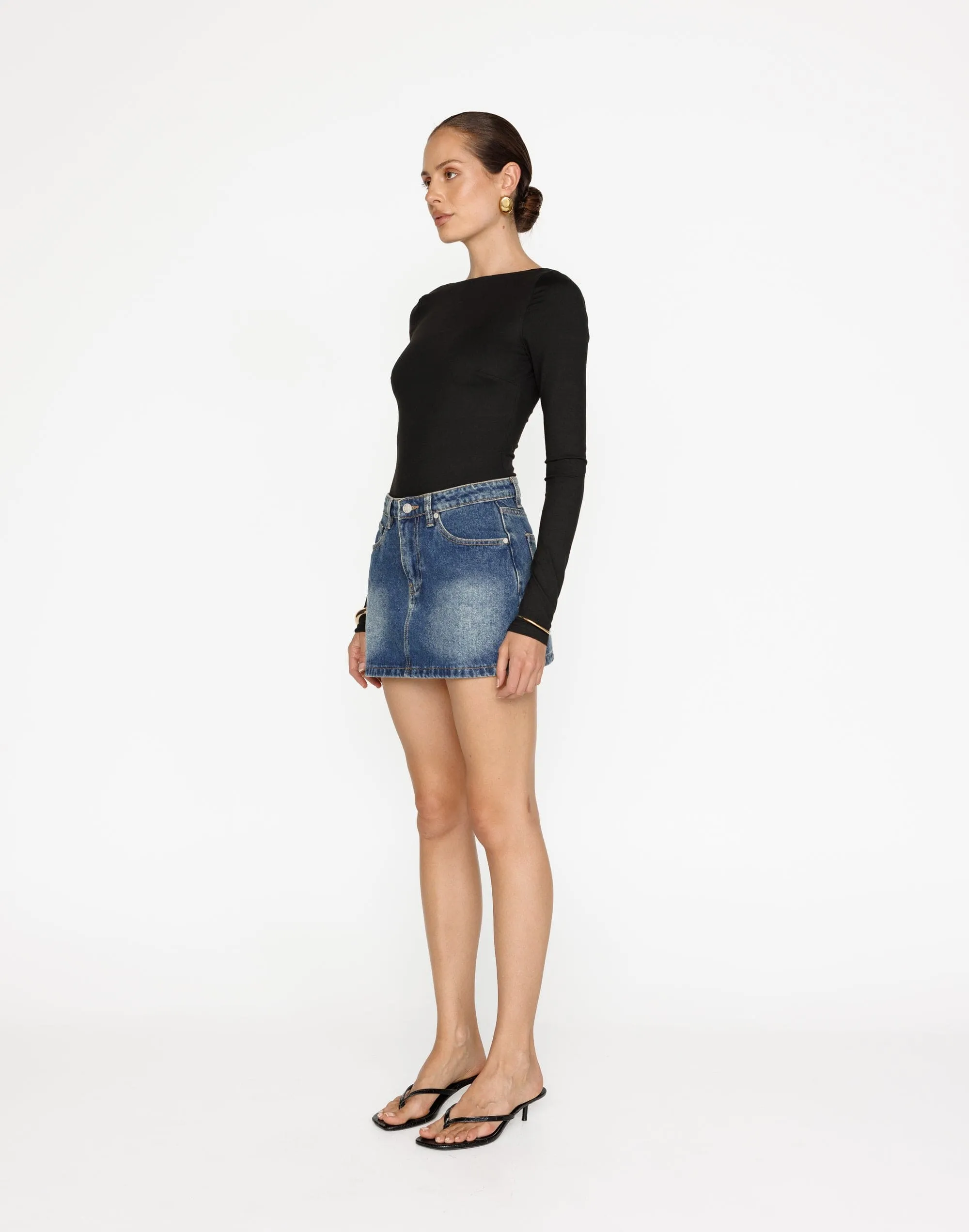 Riri Denim Mini Skirt (Faded Mid Wash)