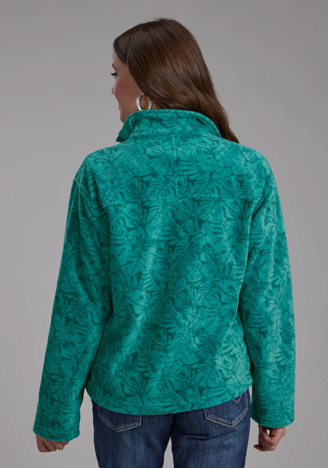 Roper Womens Tropical Print Jade 100% Polyester Fleece Jacket