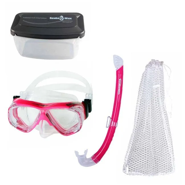 Scuba Max Kids MK-253 Dolphin Mask, FN-308 Dolphin, SK-229 Matrix Snorkel Combo