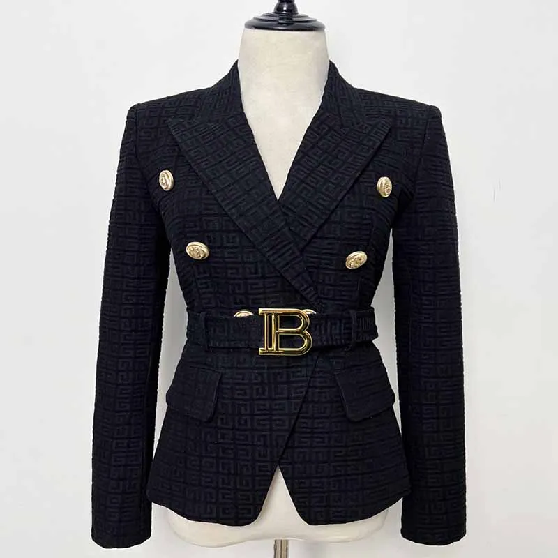 SD-HK Double-Breasted Blazers With Buckle for Women